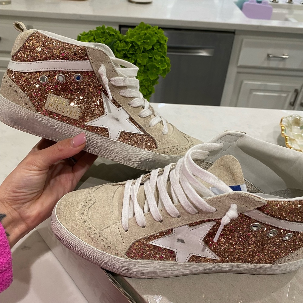 Golden Goose Mid Stars - pink glitter
